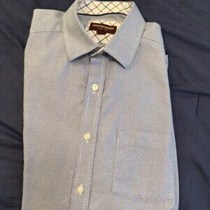 Johnson and Murphy Blue Basketweave Button Down Shirt EUC Large